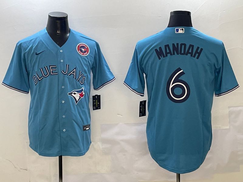 Men Toronto Blue Jays #6 Manoah Light Blue White Game 2025 Nike MLB Jersey style 4